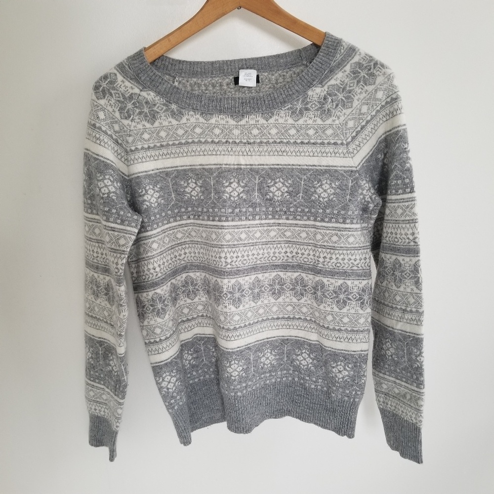 J Crew Argyle Wool and Cashmere Blend Sweater